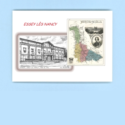 Cartes Postales impression Noir avec dpartement sur la ville de ESSEY LES NANCY Titre : hotel de ville