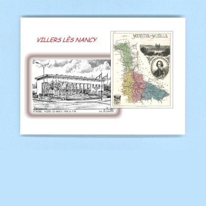 Cartes Postales impression Noir avec dpartement sur la ville de VILLERS LES NANCY Titre : hotel de ville