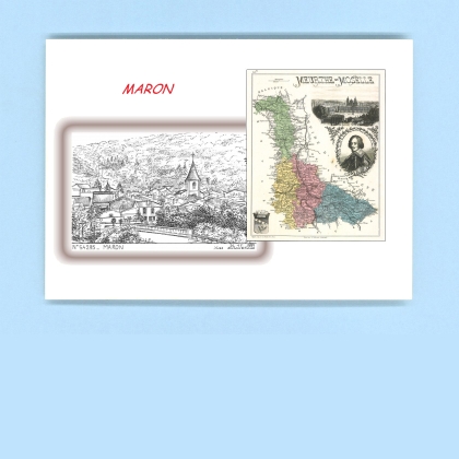 Cartes Postales impression Noir avec dpartement sur la ville de MARON Titre : vue