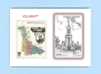 Cartes Postales impression Noir avec dpartement sur la ville de VILLERUPT Titre : eglise