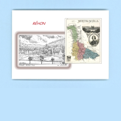 Cartes Postales impression Noir avec dpartement sur la ville de REHON Titre : place