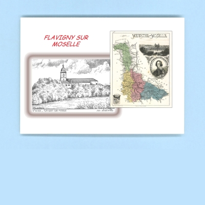 Cartes Postales impression Noir avec dpartement sur la ville de FLAVIGNY SUR MOSELLE Titre : vue