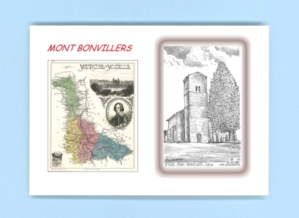 Cartes Postales impression Noir avec dpartement sur la ville de MONT BONVILLERS Titre : eglise
