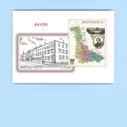 Cartes Postales impression Noir avec dpartement sur la ville de BAYON Titre : hotel de ville