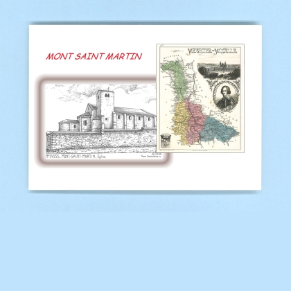 Cartes Postales impression Noir avec dpartement sur la ville de MONT ST MARTIN Titre : eglise