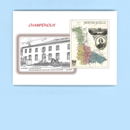 Cartes Postales impression Noir avec dpartement sur la ville de CHAMPENOUX Titre : communaute de commune grd cour