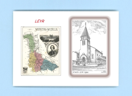 Cartes Postales impression Noir avec dpartement sur la ville de LEYR Titre : eglise
