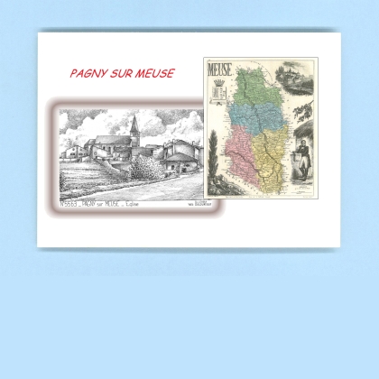 Cartes Postales impression Noir avec dpartement sur la ville de PAGNY SUR MEUSE Titre : eglise