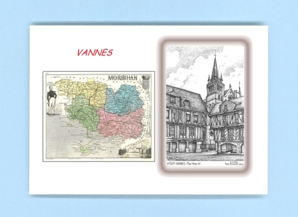 Cartes Postales impression Noir avec dpartement sur la ville de VANNES Titre : place henri IV