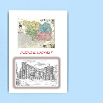 Cartes Postales impression Noir avec dpartement sur la ville de INZINZAC LOCHRIST Titre : eglise