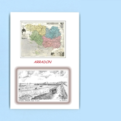 Cartes Postales impression Noir avec dpartement sur la ville de ARRADON Titre : pointe arradon