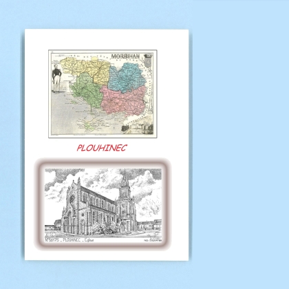 Cartes Postales impression Noir avec dpartement sur la ville de PLOUHINEC Titre : eglise