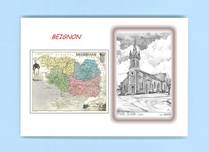 Cartes Postales impression Noir avec dpartement sur la ville de BEIGNON Titre : eglise