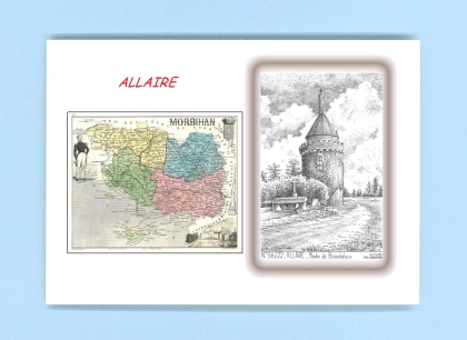 Cartes Postales impression Noir avec dpartement sur la ville de ALLAIRE Titre : moulin de brancheleux