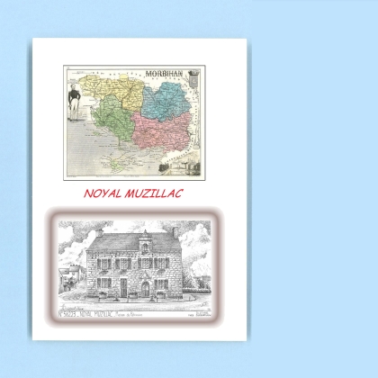 Cartes Postales impression Noir avec dpartement sur la ville de NOYAL MUZILLAC Titre : maison du patrimoine
