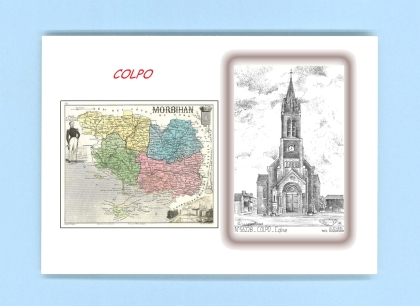 Cartes Postales impression Noir avec dpartement sur la ville de COLPO Titre : eglise