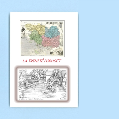 Cartes Postales impression Noir avec dpartement sur la ville de LA TRINITE PORHOET Titre : lavoir