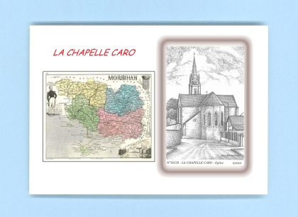 Cartes Postales impression Noir avec dpartement sur la ville de LA CHAPELLE CARO Titre : eglise