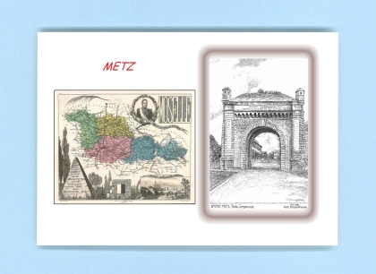 Cartes Postales impression Noir avec dpartement sur la ville de METZ Titre : porte serpenoise