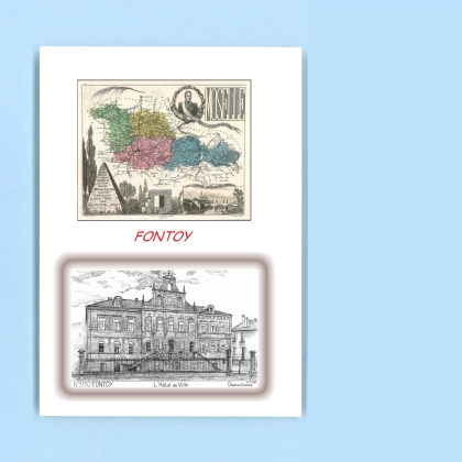 Cartes Postales impression Noir avec dpartement sur la ville de FONTOY Titre : hotel de ville