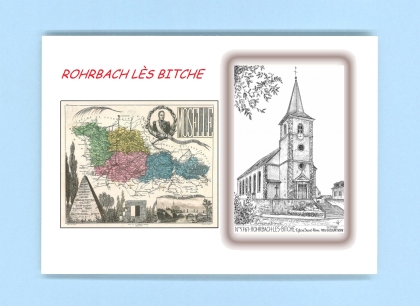 Cartes Postales impression Noir avec dpartement sur la ville de ROHRBACH LES BITCHE Titre : eglise st remi