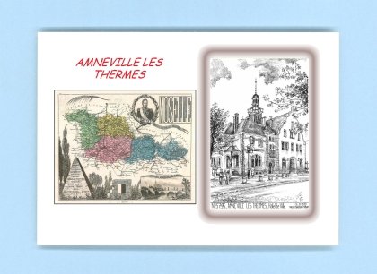 Cartes Postales impression Noir avec dpartement sur la ville de AMNEVILLE LES THERMES Titre : hotel de ville