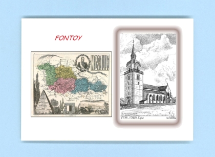 Cartes Postales impression Noir avec dpartement sur la ville de FONTOY Titre : eglise