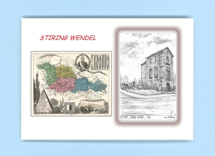 Cartes Postales impression Noir avec dpartement sur la ville de STIRING WENDEL Titre : puits