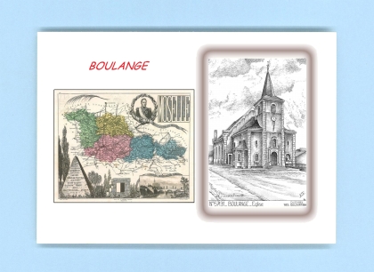 Cartes Postales impression Noir avec dpartement sur la ville de BOULANGE Titre : eglise