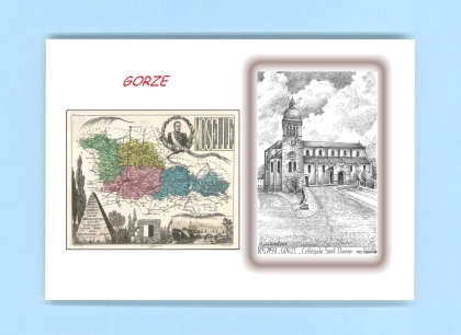 Cartes Postales impression Noir avec dpartement sur la ville de GORZE Titre : collegiale st etienne