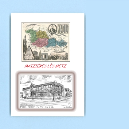 Cartes Postales impression Noir avec dpartement sur la ville de MAIZIERES LES METZ Titre : hotel de ville