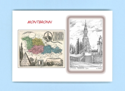 Cartes Postales impression Noir avec dpartement sur la ville de MONTBRONN Titre : eglise