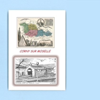 Cartes Postales impression Noir avec dpartement sur la ville de CORNY SUR MOSELLE Titre : lavoir
