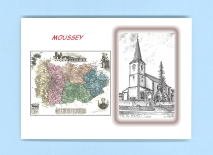 Cartes Postales impression Noir avec dpartement sur la ville de MOUSSEY Titre : eglise