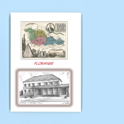 Cartes Postales impression Noir avec dpartement sur la ville de FLORANGE Titre : mairie