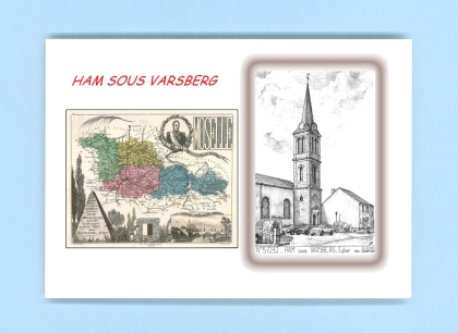 Cartes Postales impression Noir avec dpartement sur la ville de HAM SOUS VARSBERG Titre : eglise