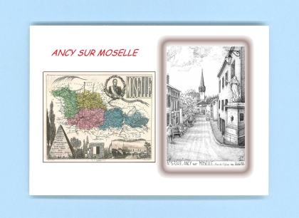 Cartes Postales impression Noir avec dpartement sur la ville de ANCY SUR MOSELLE Titre : rue de l eglise