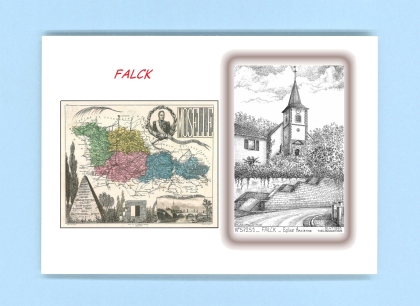 Cartes Postales impression Noir avec dpartement sur la ville de FALCK Titre : eglise ancienne