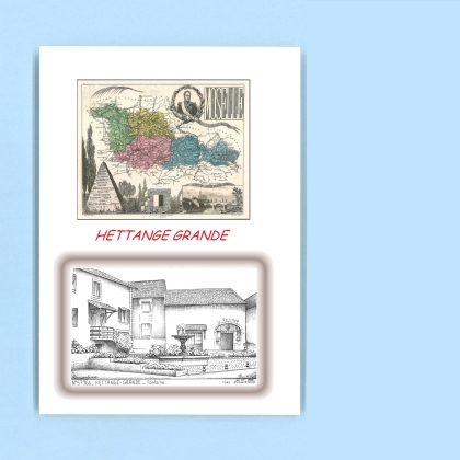 Cartes Postales impression Noir avec dpartement sur la ville de HETTANGE GRANDE Titre : fontaine