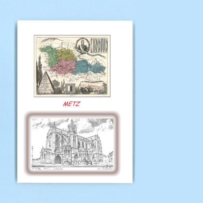 Cartes Postales impression Noir avec dpartement sur la ville de METZ Titre : cathedrale