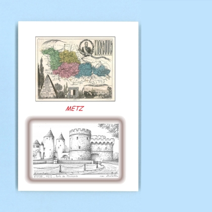 Cartes Postales impression Noir avec dpartement sur la ville de METZ Titre : porte des allemands