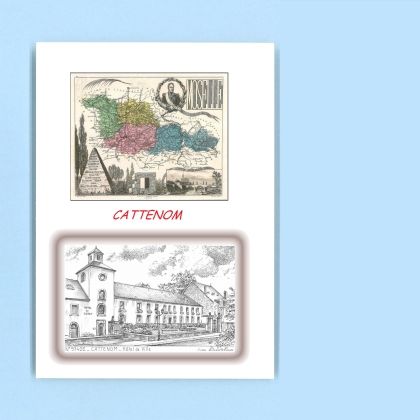 Cartes Postales impression Noir avec dpartement sur la ville de CATTENOM Titre : hotel de ville