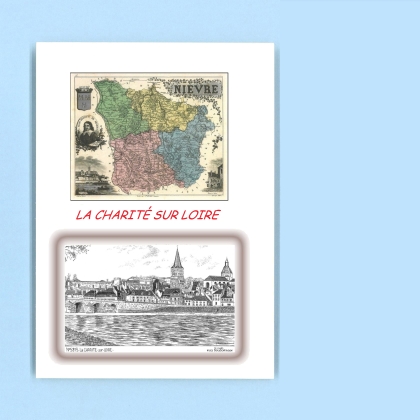 Cartes Postales impression Noir avec dpartement sur la ville de LA CHARITE SUR LOIRE Titre : vue