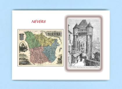 Cartes Postales impression Noir avec dpartement sur la ville de NEVERS Titre : porte du croux