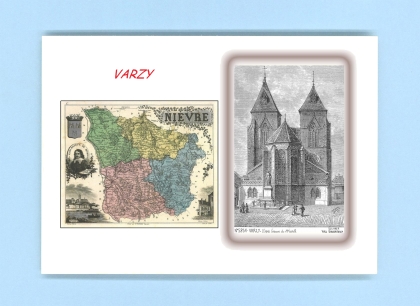 Cartes Postales impression Noir avec dpartement sur la ville de VARZY Titre : eglise