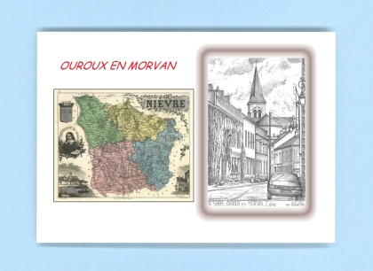 Cartes Postales impression Noir avec dpartement sur la ville de OUROUX EN MORVAN Titre : eglise