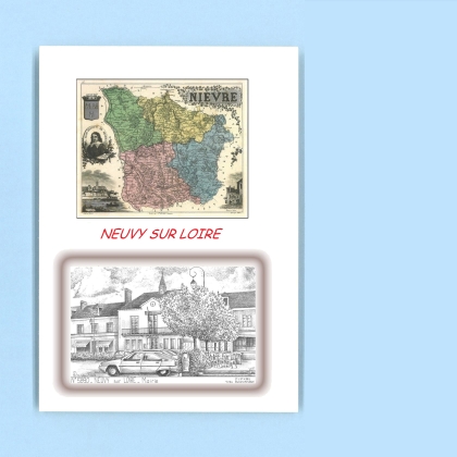 Cartes Postales impression Noir avec dpartement sur la ville de NEUVY SUR LOIRE Titre : mairie
