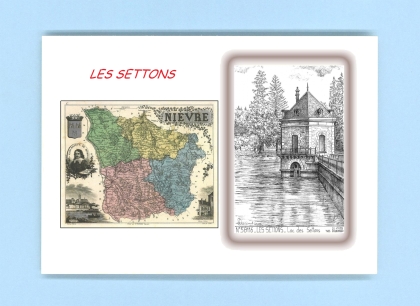 Cartes Postales impression Noir avec dpartement sur la ville de LES SETTONS Titre : lac des settons