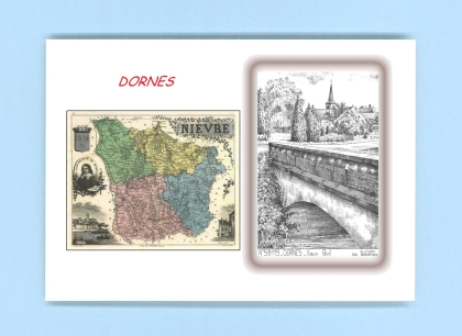 Cartes Postales impression Noir avec dpartement sur la ville de DORNES Titre : vieux pont