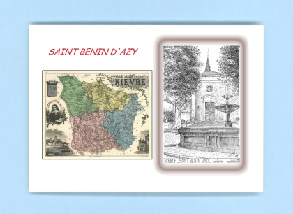 Cartes Postales impression Noir avec dpartement sur la ville de ST BENIN D AZY Titre : fontaine